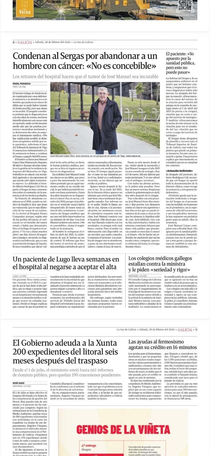 Condena al SERGAS por abandono de un hombre con cáncer - Imagen 1