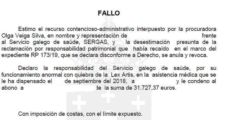 Última sentencia por negligencia médica: 32.000€ para nuestra clienta - Imagen 1